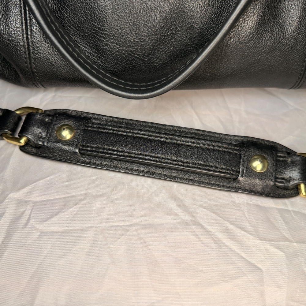 Coach Ashley Carry all Bag Black Pebbled Leather Snakeskin Trim Gold F19243 - Picture 10 of 15
